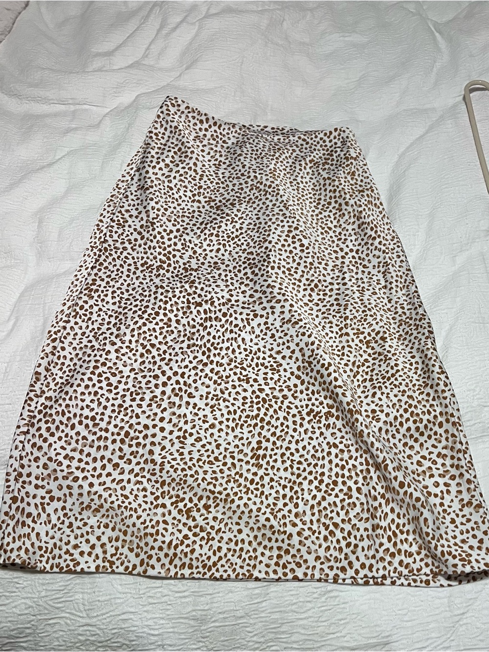 J. Crew Cream Midi Skirt with Brown Leopard Spots